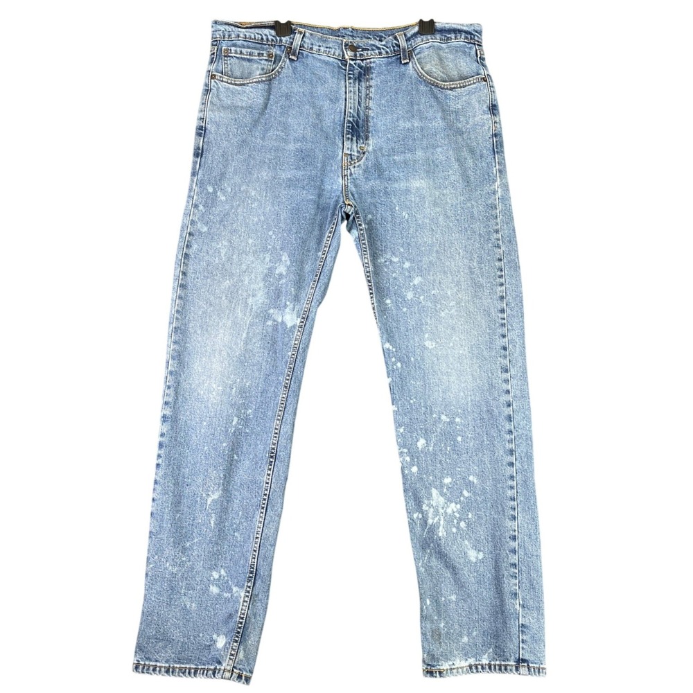 Levis 505 Regular Fit Jeans Men 38x32 Streetwear Grunge Bleached Splatter Denim‎